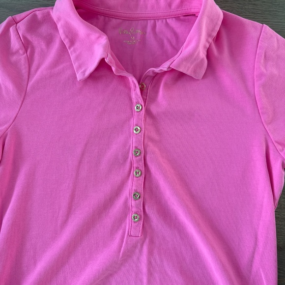Lilly Pulitzer bright pink shirt with gold buttons Size M - Picture 3 of 7